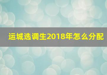 运城选调生2018年怎么分配