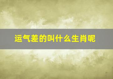 运气差的叫什么生肖呢