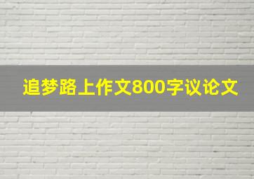 追梦路上作文800字议论文