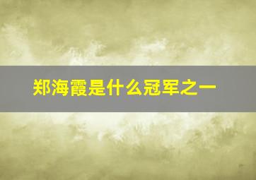 郑海霞是什么冠军之一