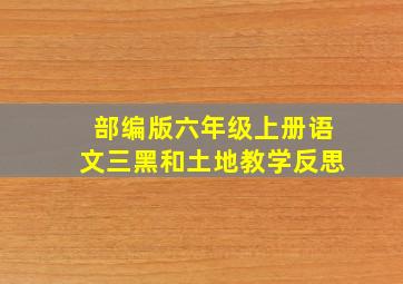 部编版六年级上册语文三黑和土地教学反思