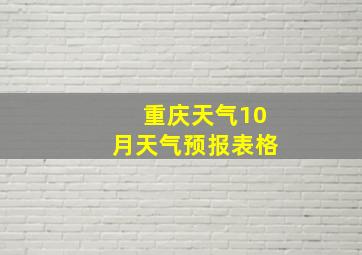 重庆天气10月天气预报表格