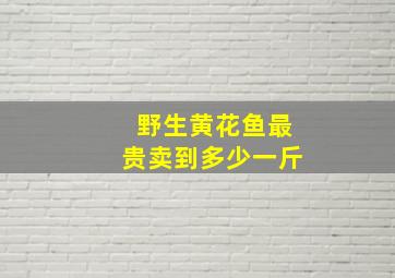 野生黄花鱼最贵卖到多少一斤