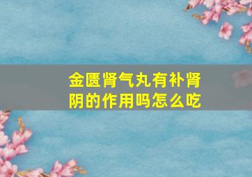 金匮肾气丸有补肾阴的作用吗怎么吃