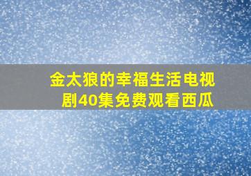 金太狼的幸福生活电视剧40集免费观看西瓜