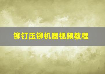 铆钉压铆机器视频教程