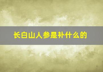 长白山人参是补什么的