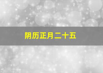 阴历正月二十五