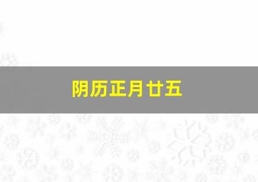 阴历正月廿五