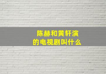 陈赫和黄轩演的电视剧叫什么