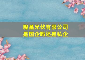 隆基光伏有限公司是国企吗还是私企