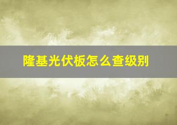 隆基光伏板怎么查级别