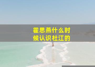 霍思燕什么时候认识杜江的