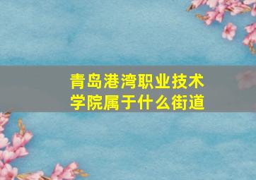 青岛港湾职业技术学院属于什么街道