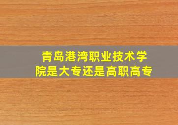 青岛港湾职业技术学院是大专还是高职高专