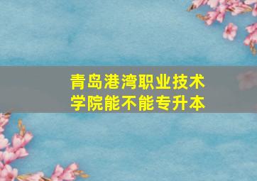 青岛港湾职业技术学院能不能专升本