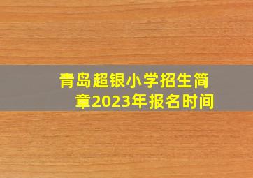 青岛超银小学招生简章2023年报名时间