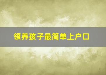 领养孩子最简单上户口