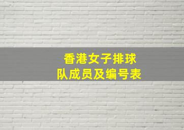 香港女子排球队成员及编号表