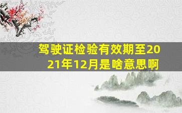 驾驶证检验有效期至2021年12月是啥意思啊