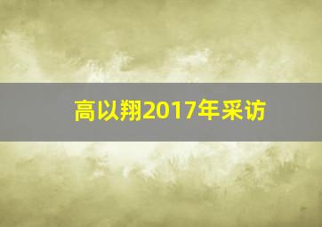 高以翔2017年采访