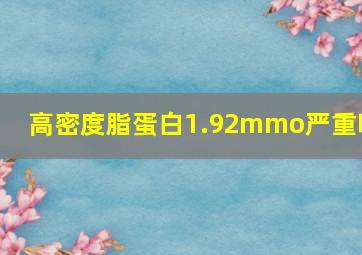 高密度脂蛋白1.92mmo严重吗