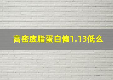 高密度脂蛋白偏1.13低么