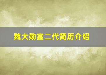 魏大勋富二代简历介绍