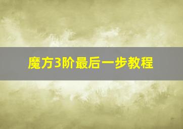 魔方3阶最后一步教程