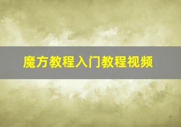 魔方教程入门教程视频