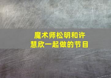 魔术师松明和许慧欣一起做的节目