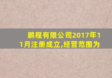 鹏程有限公司2017年11月注册成立,经营范围为