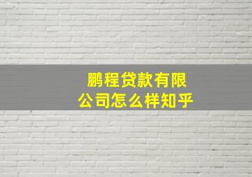 鹏程贷款有限公司怎么样知乎