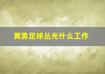 黄勇足球丛光什么工作