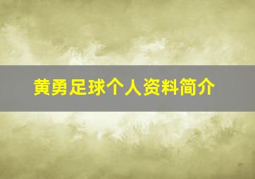 黄勇足球个人资料简介