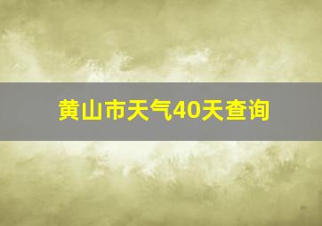 黄山市天气40天查询