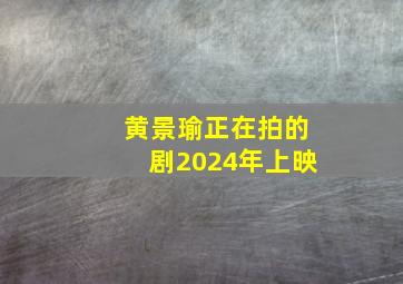 黄景瑜正在拍的剧2024年上映