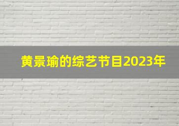 黄景瑜的综艺节目2023年