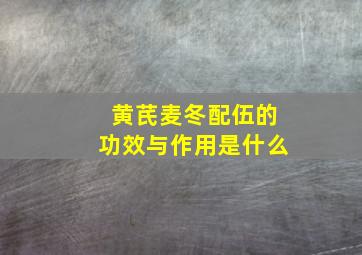 黄芪麦冬配伍的功效与作用是什么