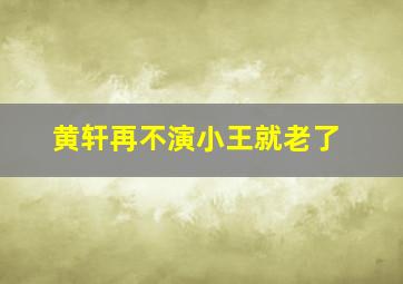 黄轩再不演小王就老了