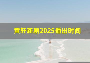 黄轩新剧2025播出时间