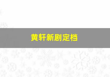 黄轩新剧定档