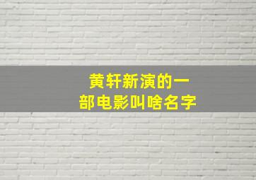 黄轩新演的一部电影叫啥名字