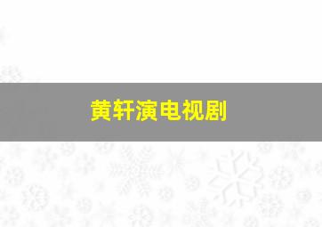 黄轩演电视剧