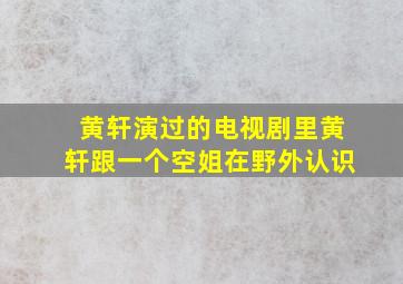 黄轩演过的电视剧里黄轩跟一个空姐在野外认识