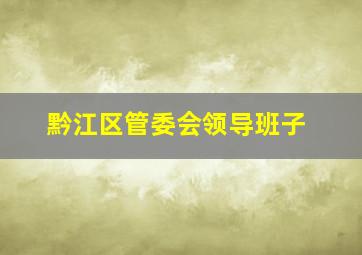 黔江区管委会领导班子