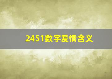 2451数字爱情含义