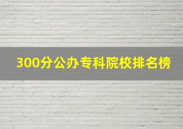 300分公办专科院校排名榜