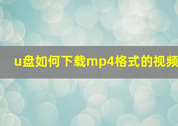 u盘如何下载mp4格式的视频