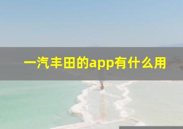 一汽丰田的app有什么用